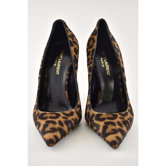 Yves Saint Laurent YSL Logo Opyum Opium 110 Black Brown Leopard Heel Pump 38 - Picture 5 of 12